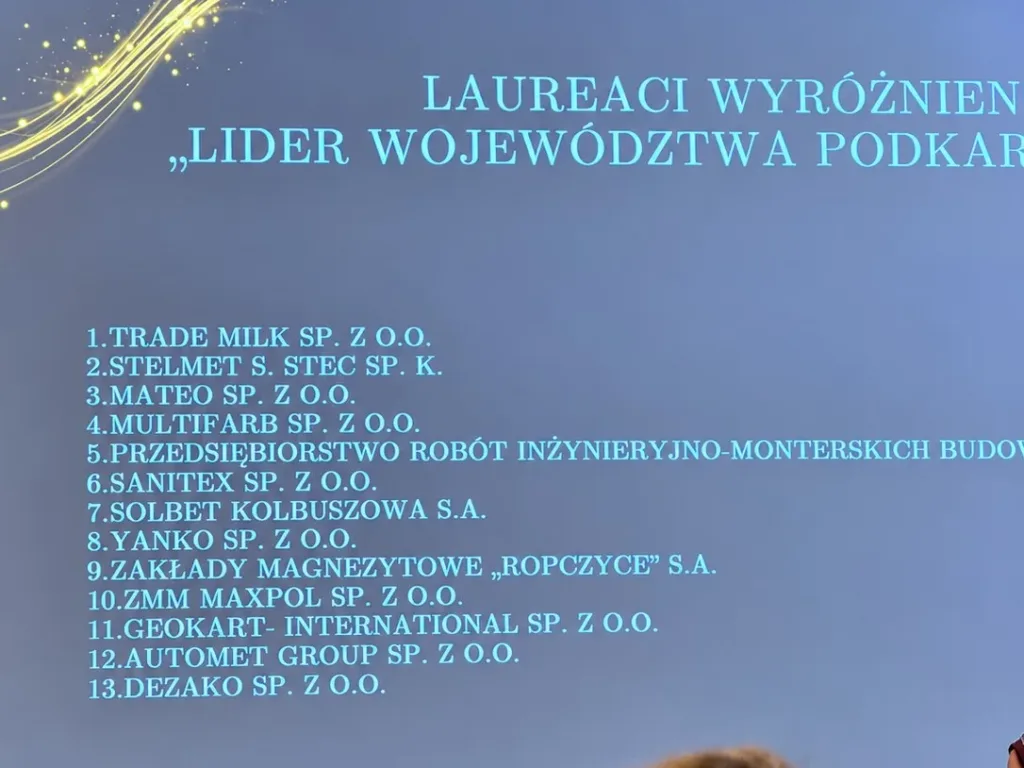 Lista laureatów wyróżnienia Lider Województwa Podkarpackiego podczas 24. Gali Wiarygodnych Firm w 2026 roku
